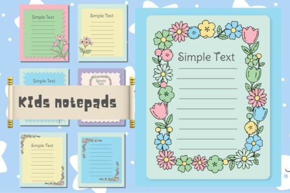 Download Cute Floral Kids Notepads Printable SVG - Printable Collection