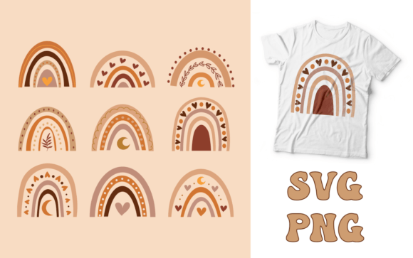 Download Boho Rainbow Printable SVG and PNG - Printable Collection