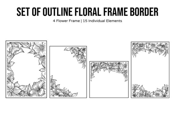 Download Set of Outline Floral Frame Border Decor - Border decor Collection