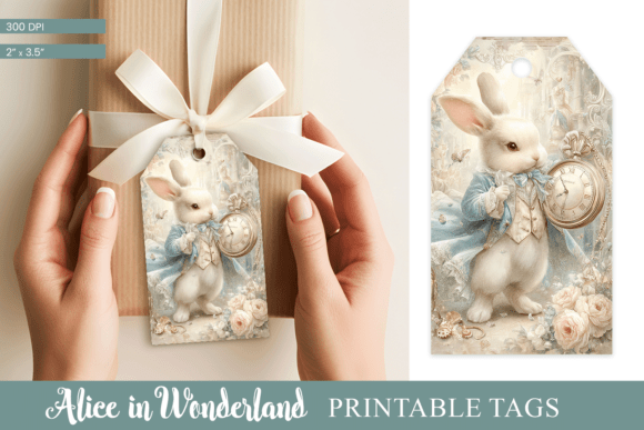 Download Alice Rabbit Printable Gift Tag PNG - Printable Collection